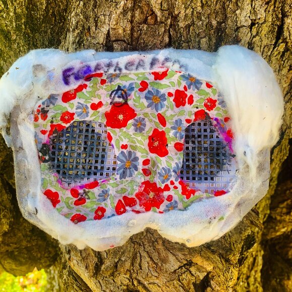 Ferret Handmade Grey/White Therian Mask w/Eye Mesh/Sharpie Nose (Non-Waterproof) - Picture 4 of 6